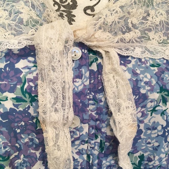 SOLD LAURA ASHLEY floral 100% cotton dress with lace collar vintage charm! - Picture 3 of 10
